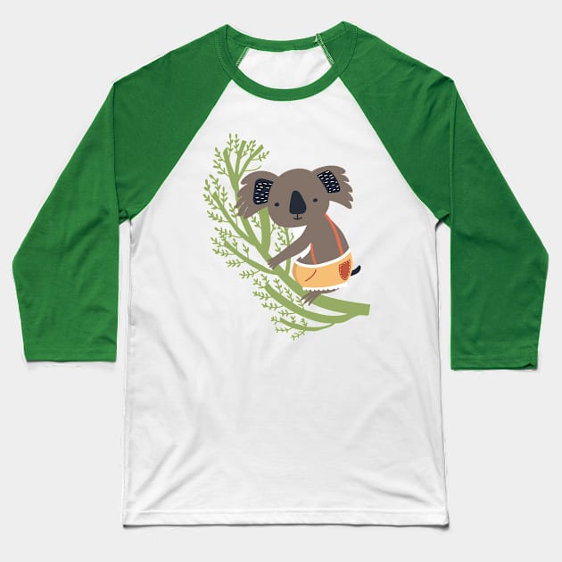 Koala Illustration Baseball T-Shirt by JunkyDotCom